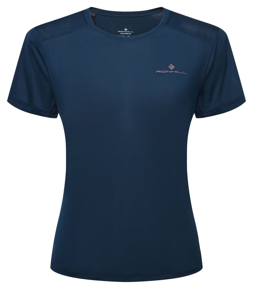 Ronhill Women's Tech S/S Tee in Dark Navy/Dusty Tulip - front