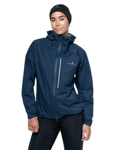 Ronhill Women's Tech Storm Jacket in Dark Navy - closed zip detail