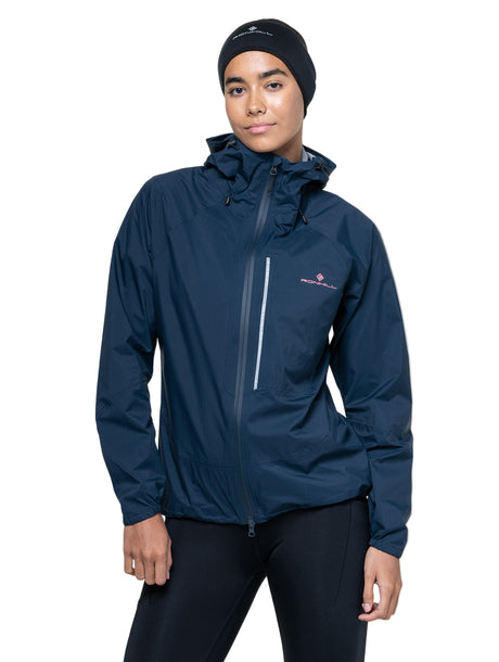Ronhill Women's Tech Storm Jacket in Dark Navy - closed zip detail