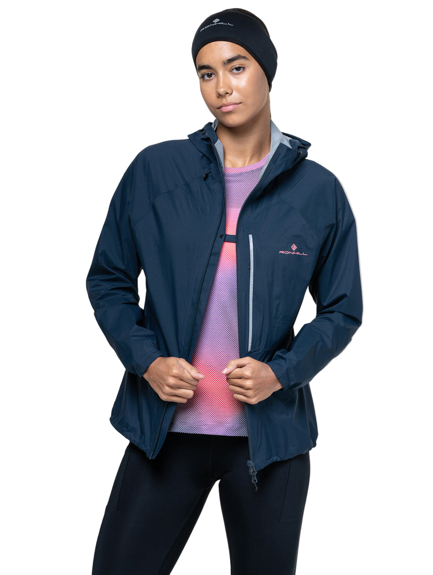 Ronhill Women's Tech Storm Jacket in Dark Navy - open zip detail