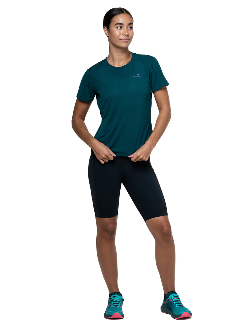 Ronhill Women's Tech Stretch Short in All Black - front, worn