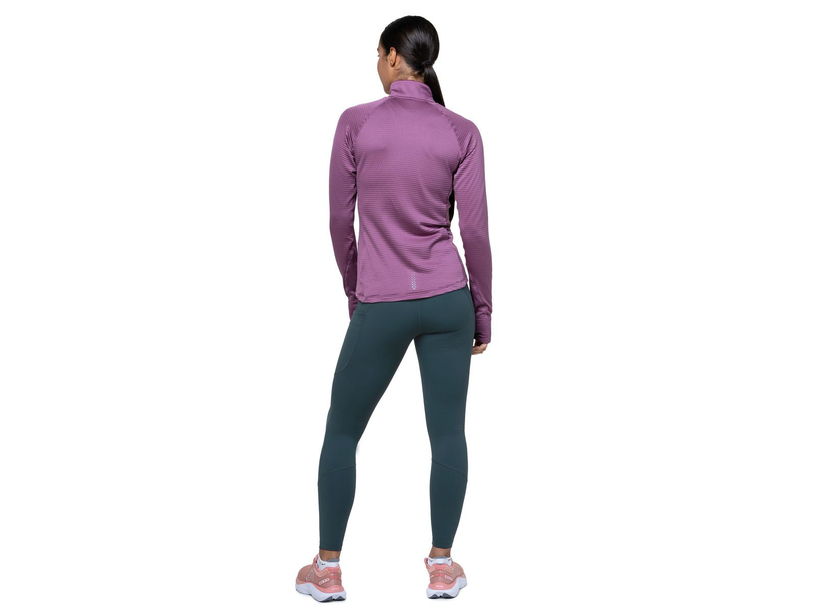 Ronhill Women's Tech Tight in Evening Haze - back, worn