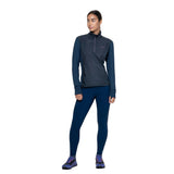 Ronhill Women's Tech Wind-Block 1/2 Zip in Dark Navy/Dusty Tulip - front, worn