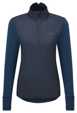 Ronhill Women's Tech Wind-Block 1/2 Zip in Dark Navy/Dusty Tulip - front