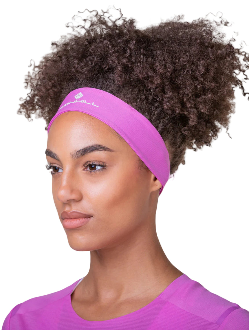 Ronhill Lightweight Headband  Outdoor Action Fuchsia/Honeydew- Side Fit