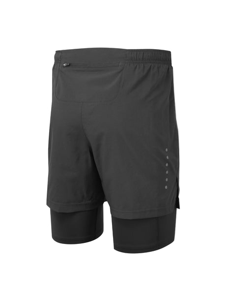Ronhill Mens Core 5" Twin Short Outdoor Action All Black- Back