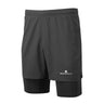 Ronhill Mens Core 5" Twin Short Outdoor Action All Black- Front