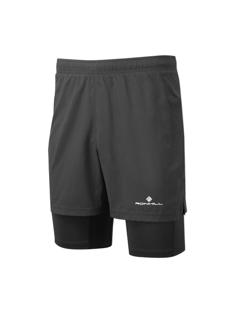 Ronhill Mens Core 5" Twin Short Outdoor Action All Black- Front
