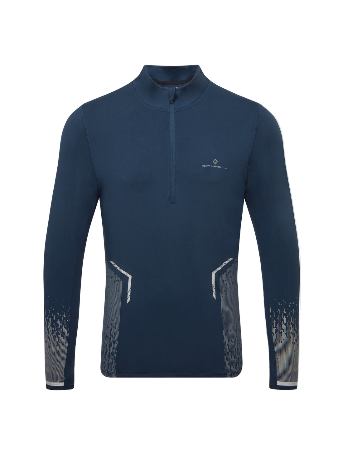 Ronhill Mens Tech Reflect 1/2 Zip Outdoor Action Dark Navy/Reflect- Front