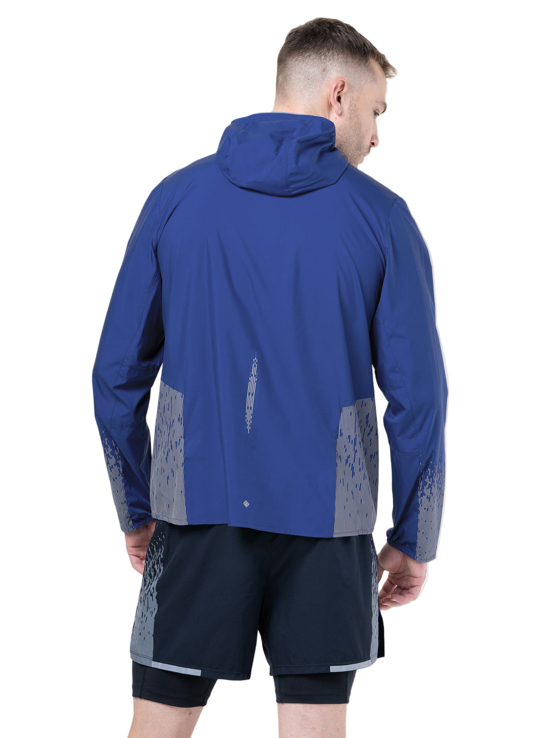 Ronhill Mens Tech Reflect Jacket Outdoor Action Ocean/Reflect- Back fit on Model