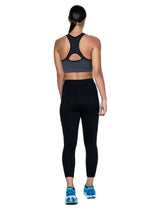 Ronhill Women's Core Crop Tight Outdoor Action Black/Bright White- Back fit on Model
