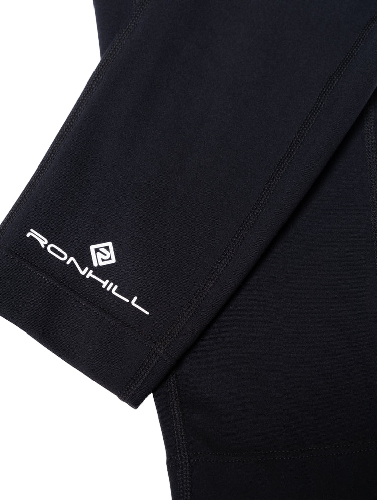 Ronhill Women's Core Crop Tight Outdoor Action Black/Bright White- Brand Logo