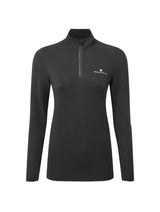 Ronhill Women's Core Thermal 1/2 Zip Outdoor Action Black/Bright White- Front