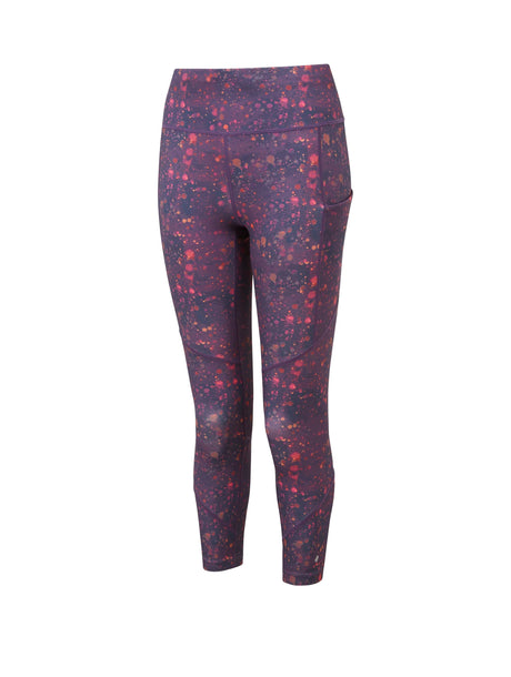 Ronhill Women's Tech Crop Tight Outdoor Action Damson Raindrops- Front