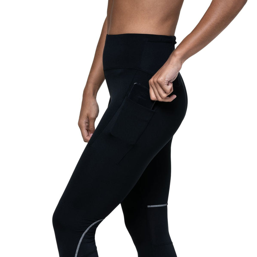 Ronhill Women's Tech Paragon Tight Outdoor Action All Black- Thigh tuck pockets