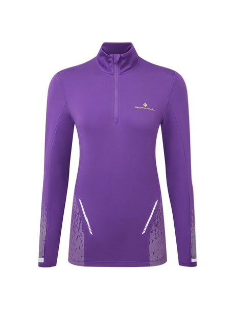 Ronhill Women's Tech Reflect 1/2 Zip Outdoor Action Regal Purple/Reflect- Front