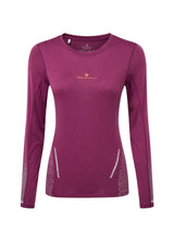 Ronhill Women's Tech Reflect L/S Tee Outdoor Action Blackcurrant/Reflect- Front