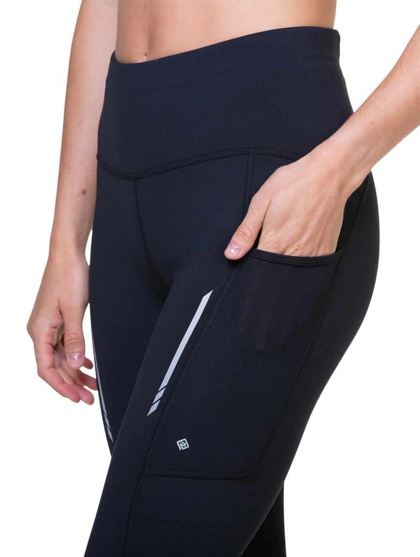 Ronhill Women's Tech Reflect Tight Outdoor Action Black/Reflect- Thigh Stash Pocket