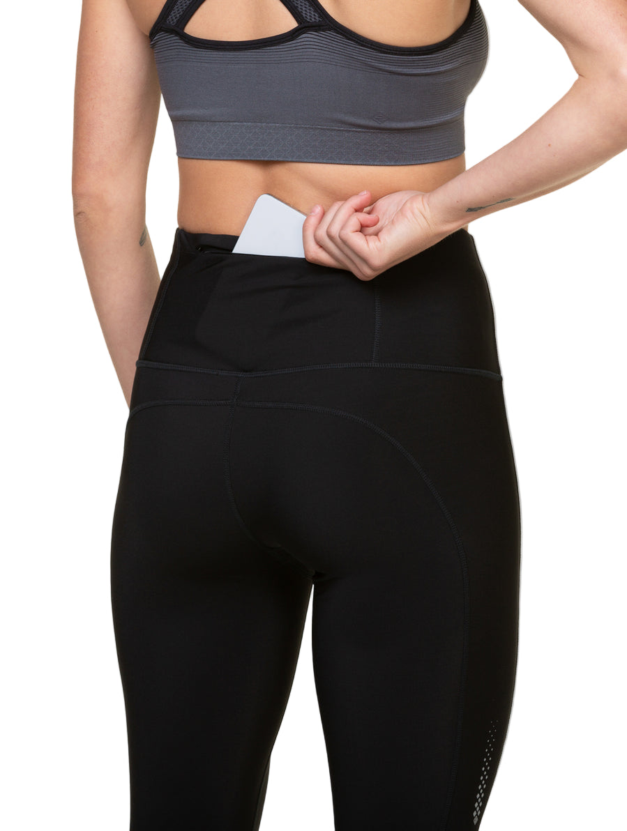 Ronhill Women's Tech Winter Tight Outdoor Action All Black- Secure Back Pocket