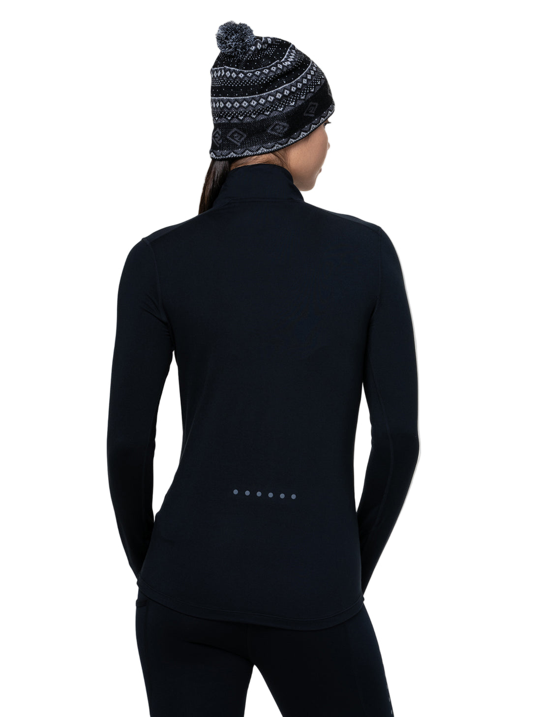 Ronhill Women's Core Thermal 1/2 Zip Outdoor Action Black/Bright White- Back Fit