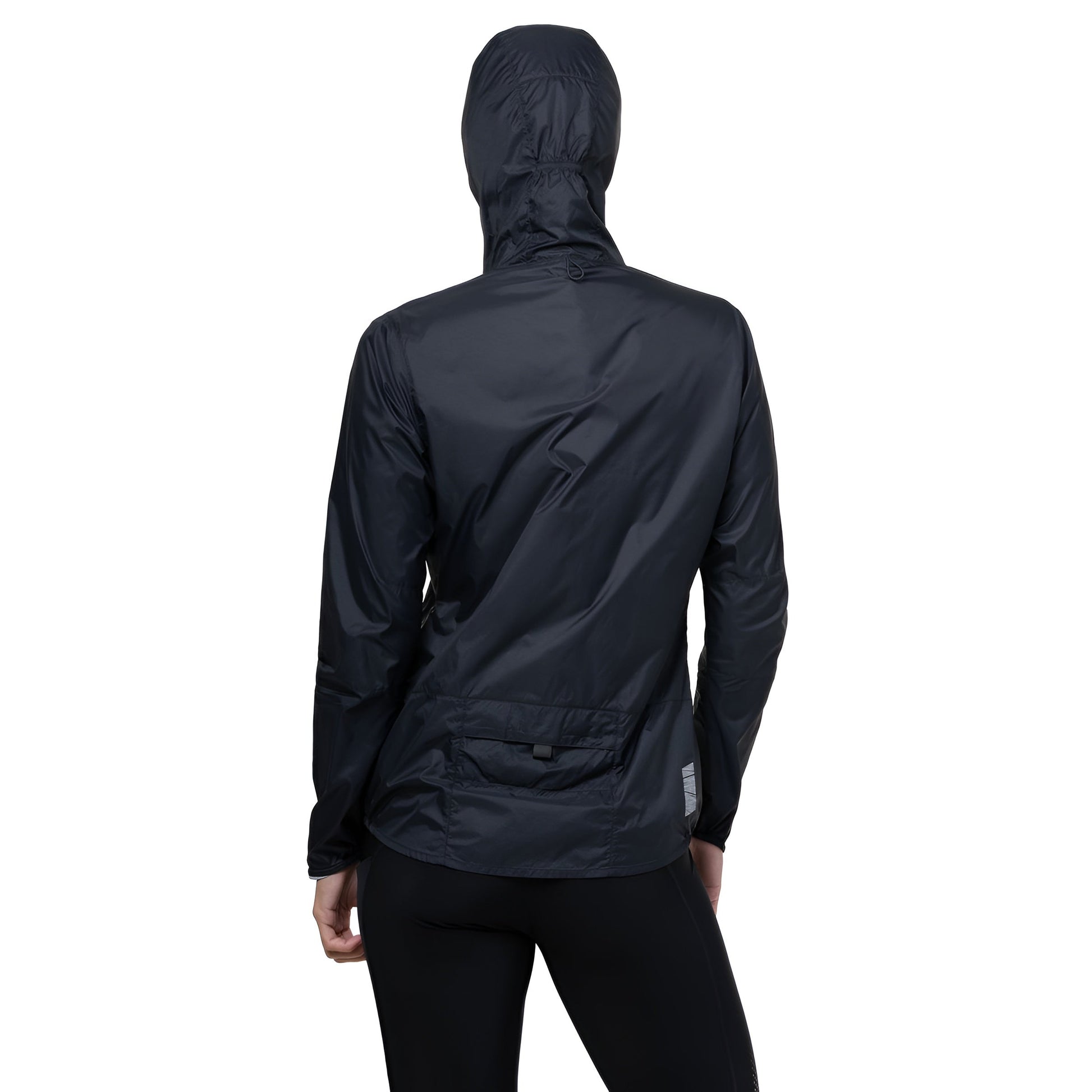 Ronhill Women's Tech All-Terrain Jacket Outdoor Action All Black- Back Fit on Model