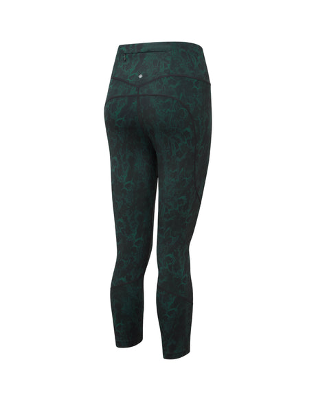 Ronhill Women's Tech Crop Tight Outdoor Action Seaweed Medusa- Back