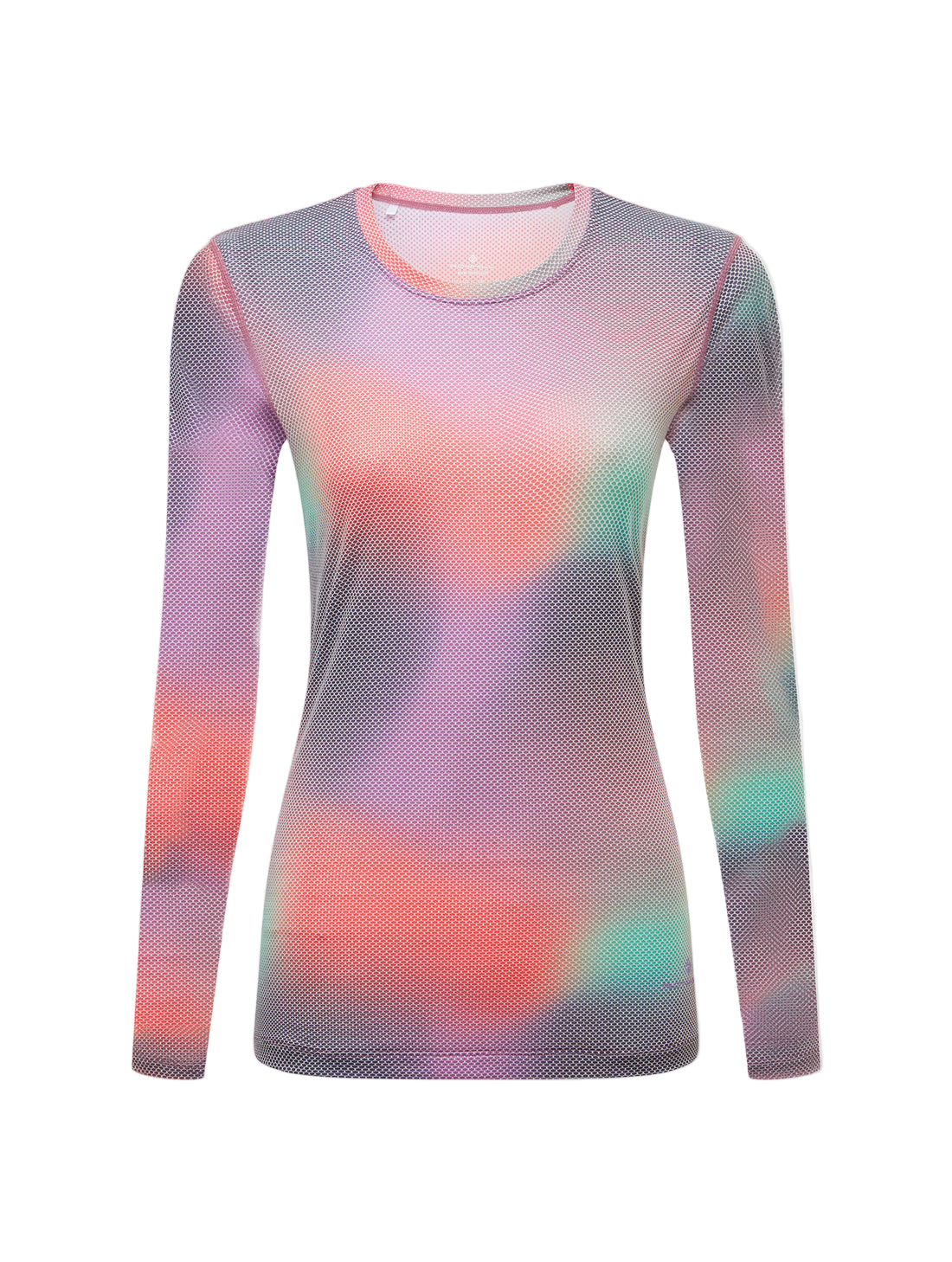  Ronhill Women's Tech Golden Hour L/S Tee Outdoor Action Multi Glow- Front