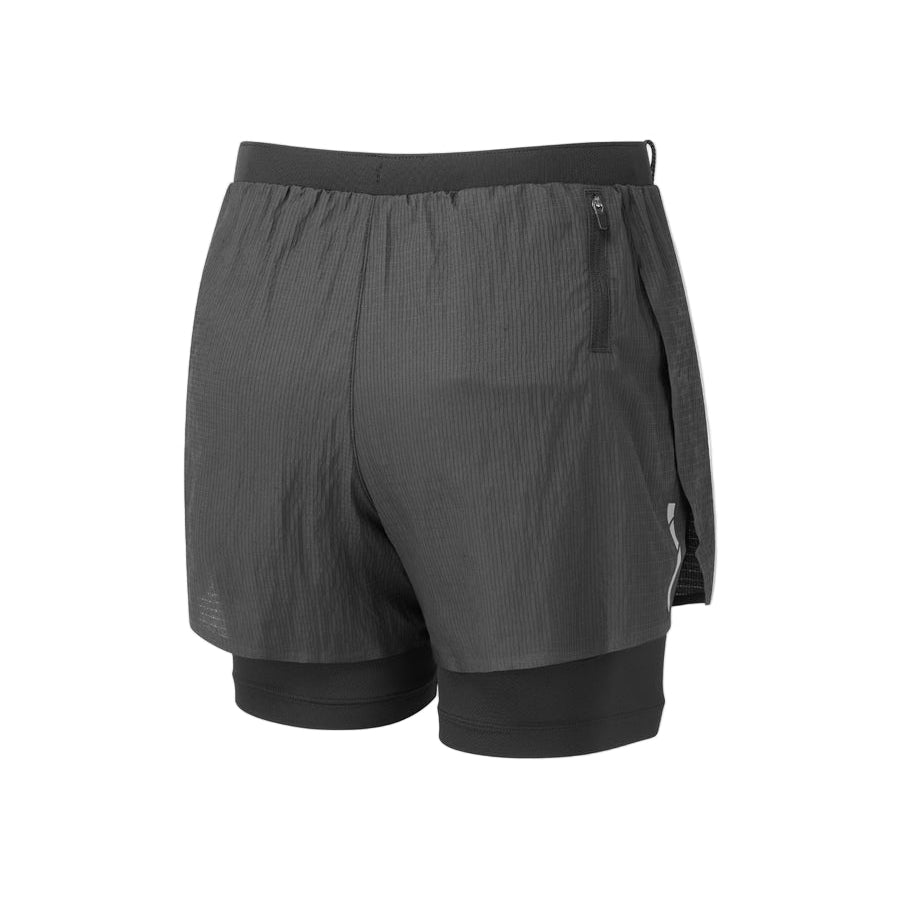 Ronhill Women's Tech Race Twin Short Outdoor Action All Black- Back