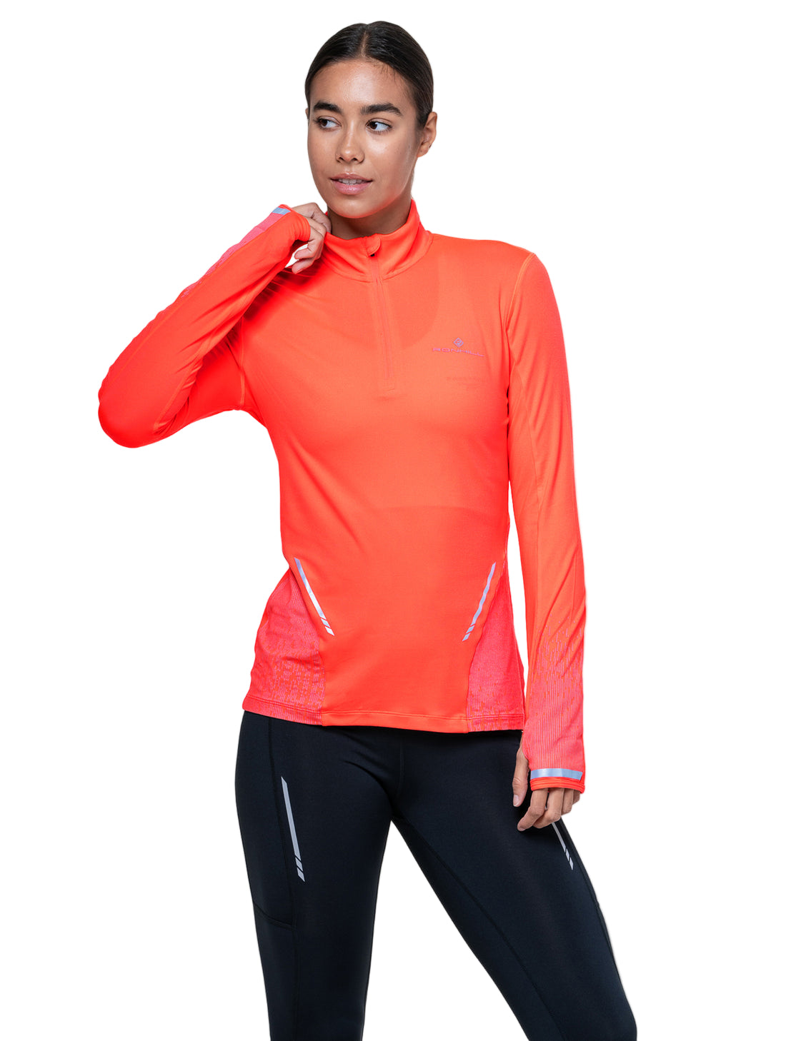 Ronhill Women's Tech Reflect 1/2 Zip Outdoor Action Hot Coral/Reflect-