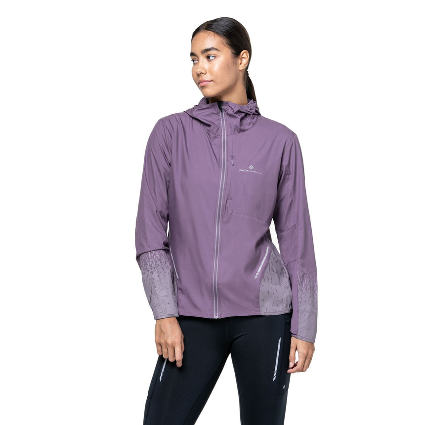 Ronhill Womens Tech Reflect Jacket Outdoor Action Dark Iris/Reflect- Front Fit (Close-Up)