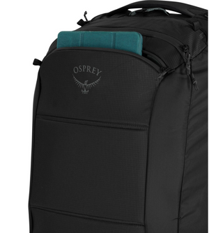 Ozone 2-Wheel Carry On 40L showing size compatible with tablets