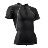 Sharkskin Chillproof Short Sleeve Top with Chest Zip - Women's front angle view