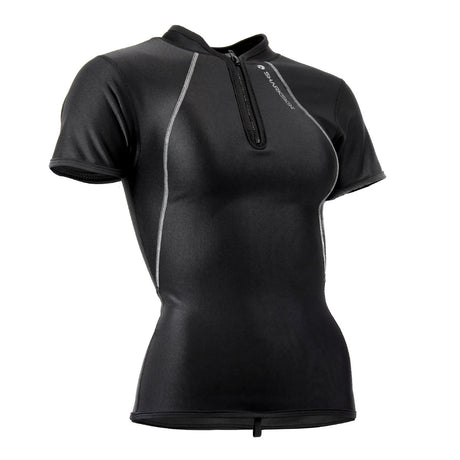 Sharkskin Chillproof Short Sleeve Top with Chest Zip - Women's front angle view