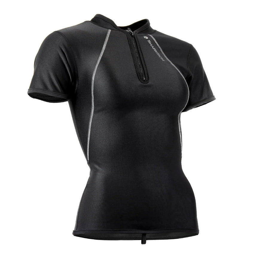 Sharkskin Chillproof Short Sleeve Top with Chest Zip - Women's front angle view