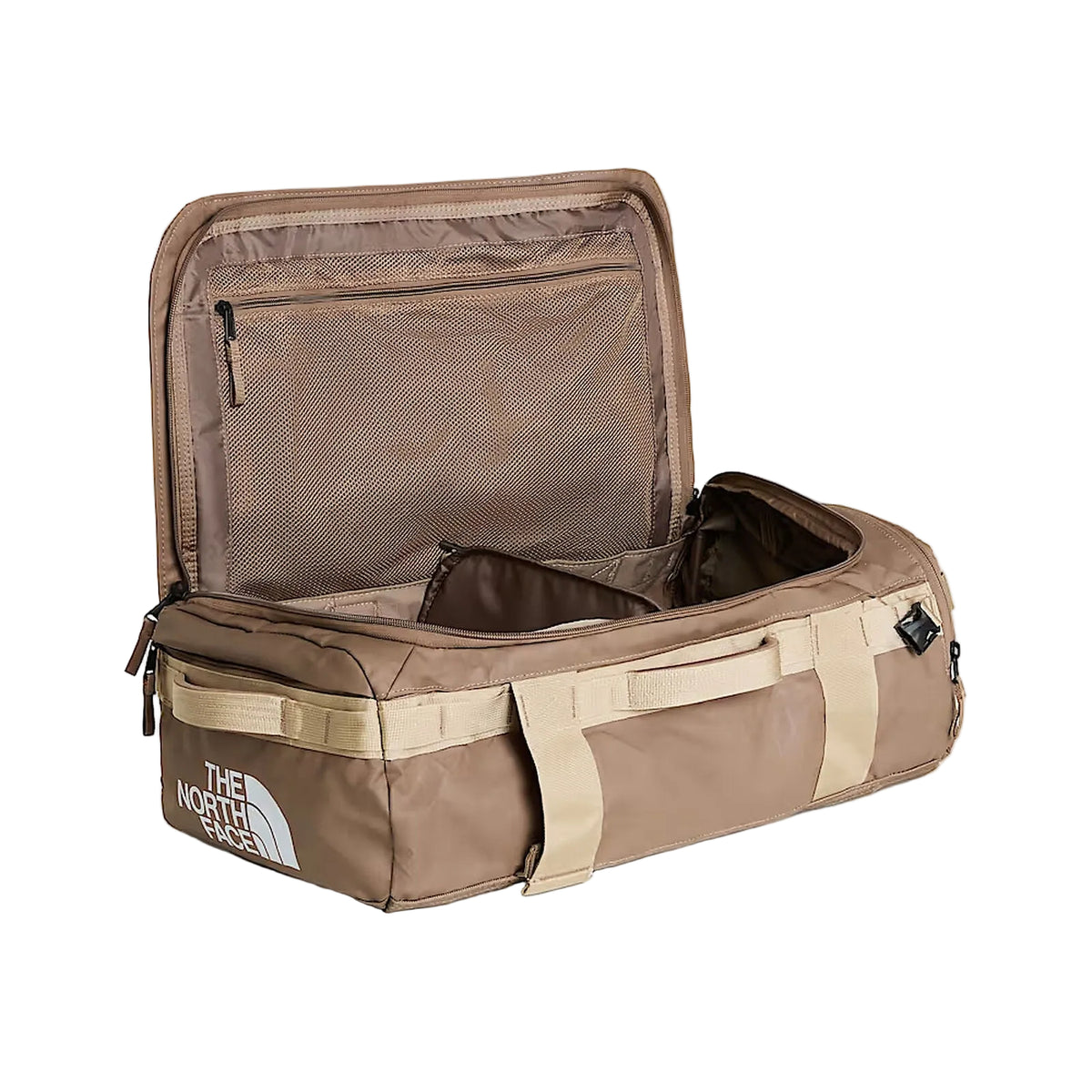 The North Face Base Camp Voyager Duffel 32L in Garnet/Timeless Taupe - interior