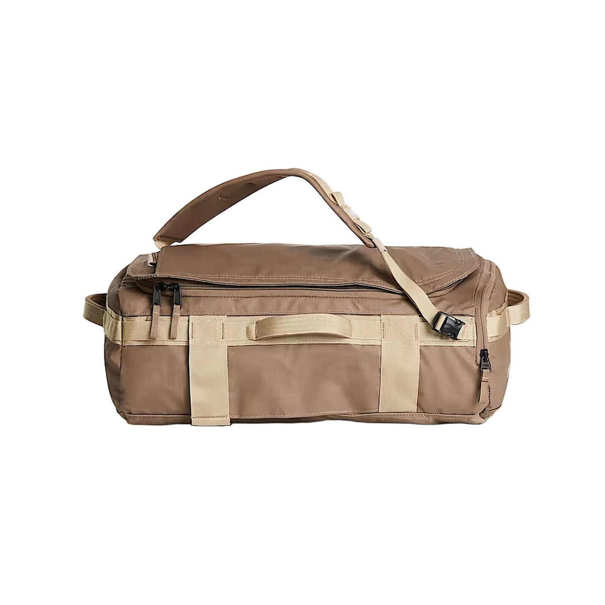 The North Face Base Camp Voyager Duffel 32L in Garnet/Timeless Taupe - side