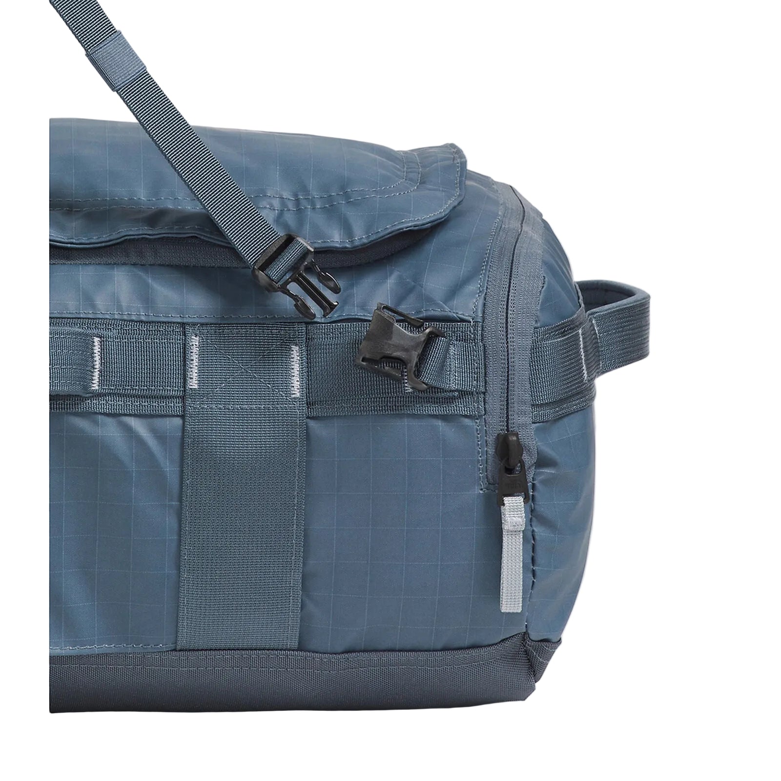 The North Face Base Camp Voyager Duffel 32L in Granite Grey/Frost Grey - shoe compartment detail