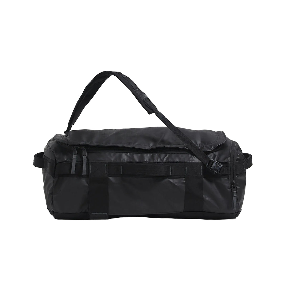 The North Face Base Camp Voyager Duffel 32L in TNF Black/Asphalt Grey - side