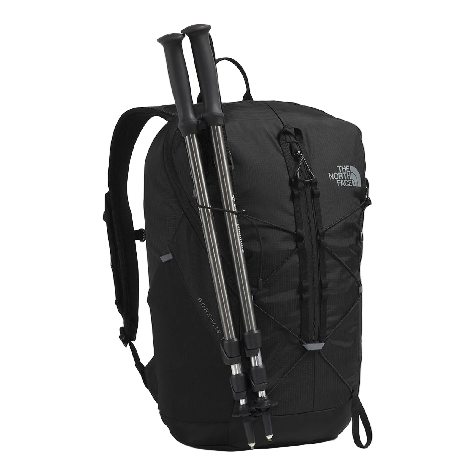 The North Face Borealis Trail Backpack - 26L in TNF Black - side, trekking poles detail