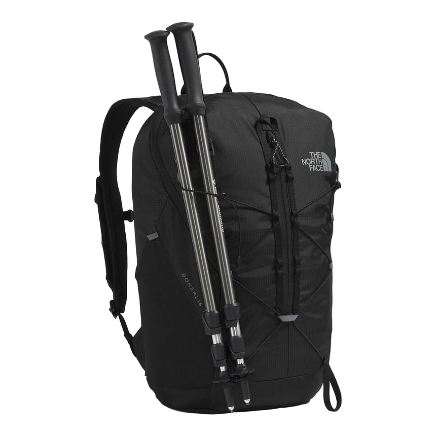 The North Face Borealis Trail Backpack - 26L in TNF Black - side, trekking poles detail