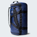 The North Face Base Camp Duffel Large Summit Navy/TNF Black - end-cap zippered compartment detail for wet clothes and gear separation