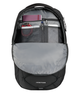 The North Face Jester Backpack Black - detail of front organization compartment and sternum strap