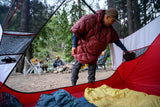Thermarest Honcho Down Poncho Outdoor Action OuterSpace Blue- Product in use 3