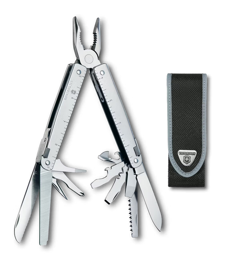 Victorinox Swiss Tool with a black nylon pouch