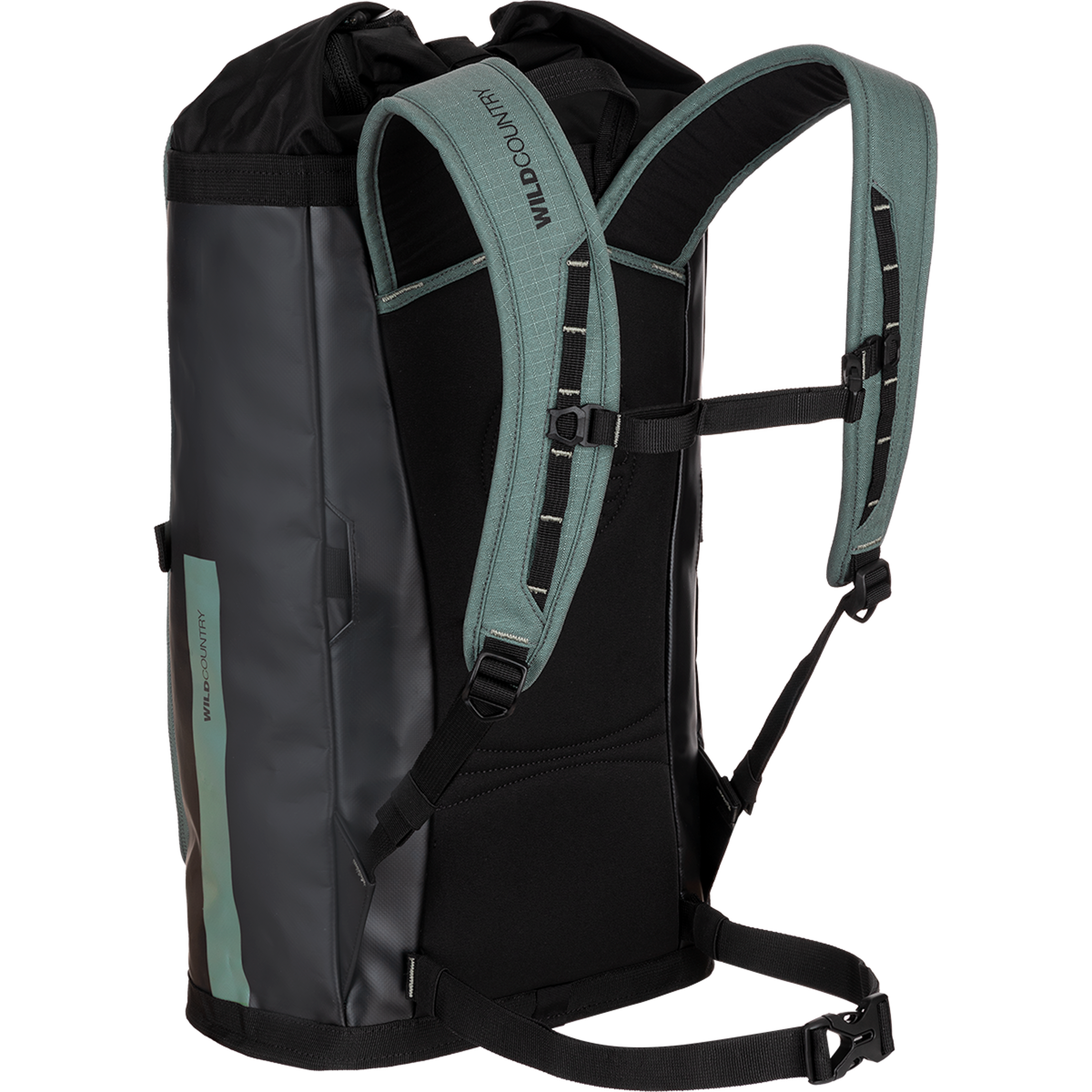 Wild Country Climbing Crag Hauler 25 Backpack Outdoor Action Black/Marsh - Back Angled