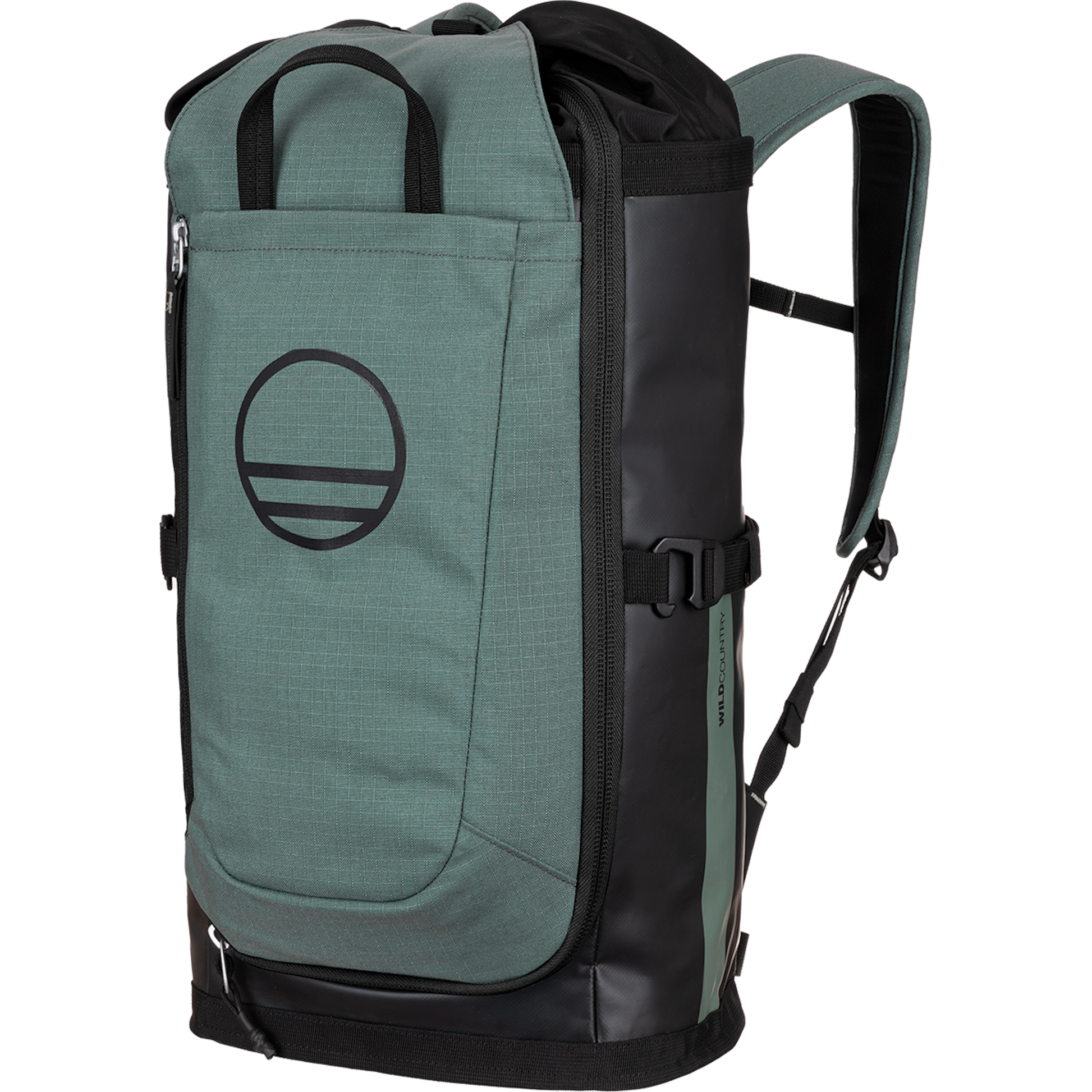 Wild Country Climbing Crag Hauler 25 Backpack Outdoor Action Black/Marsh - Front Angled