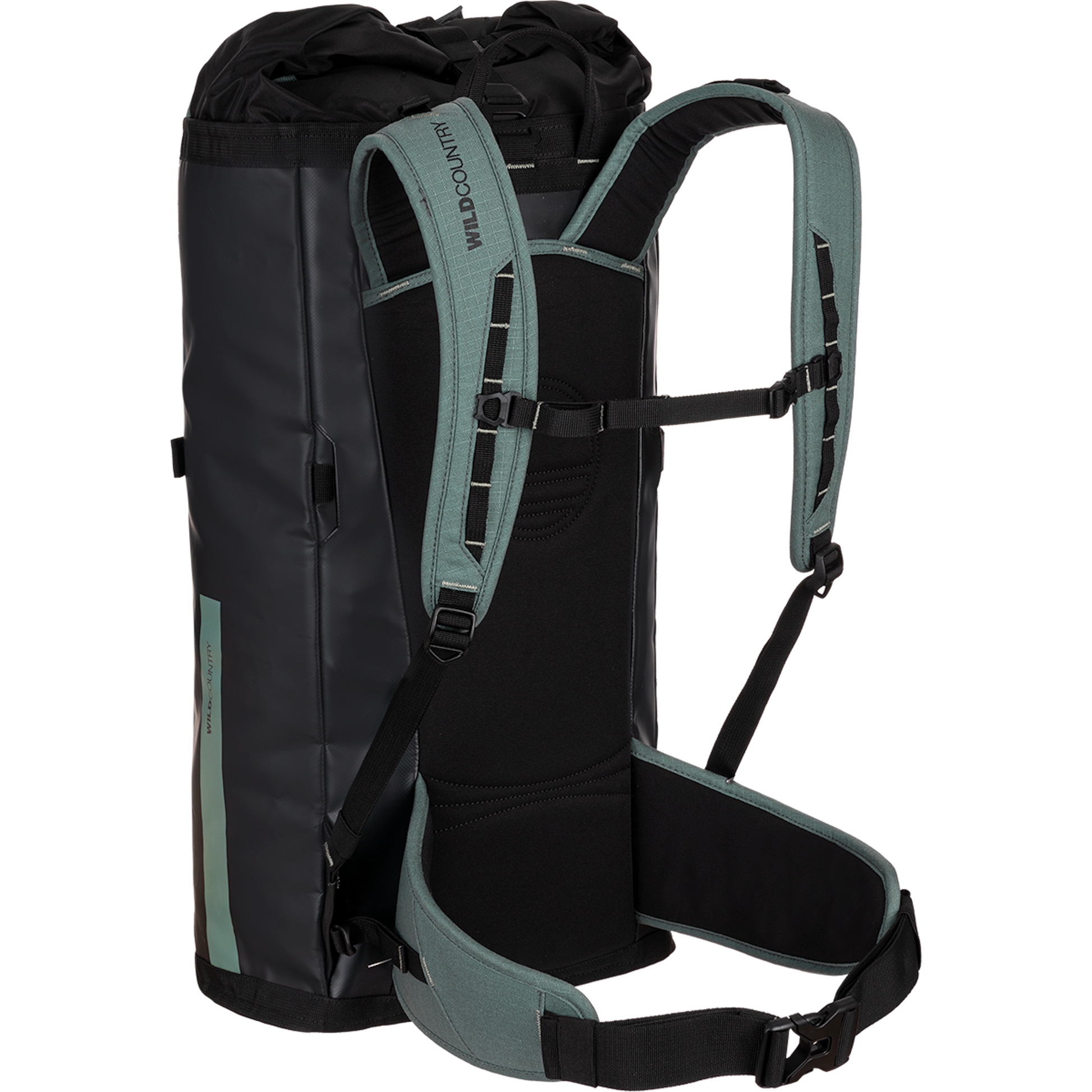 Wild Country Climbing Crag Hauler 40 Backpack Outdoor Action Black/Marsh - Back Angled