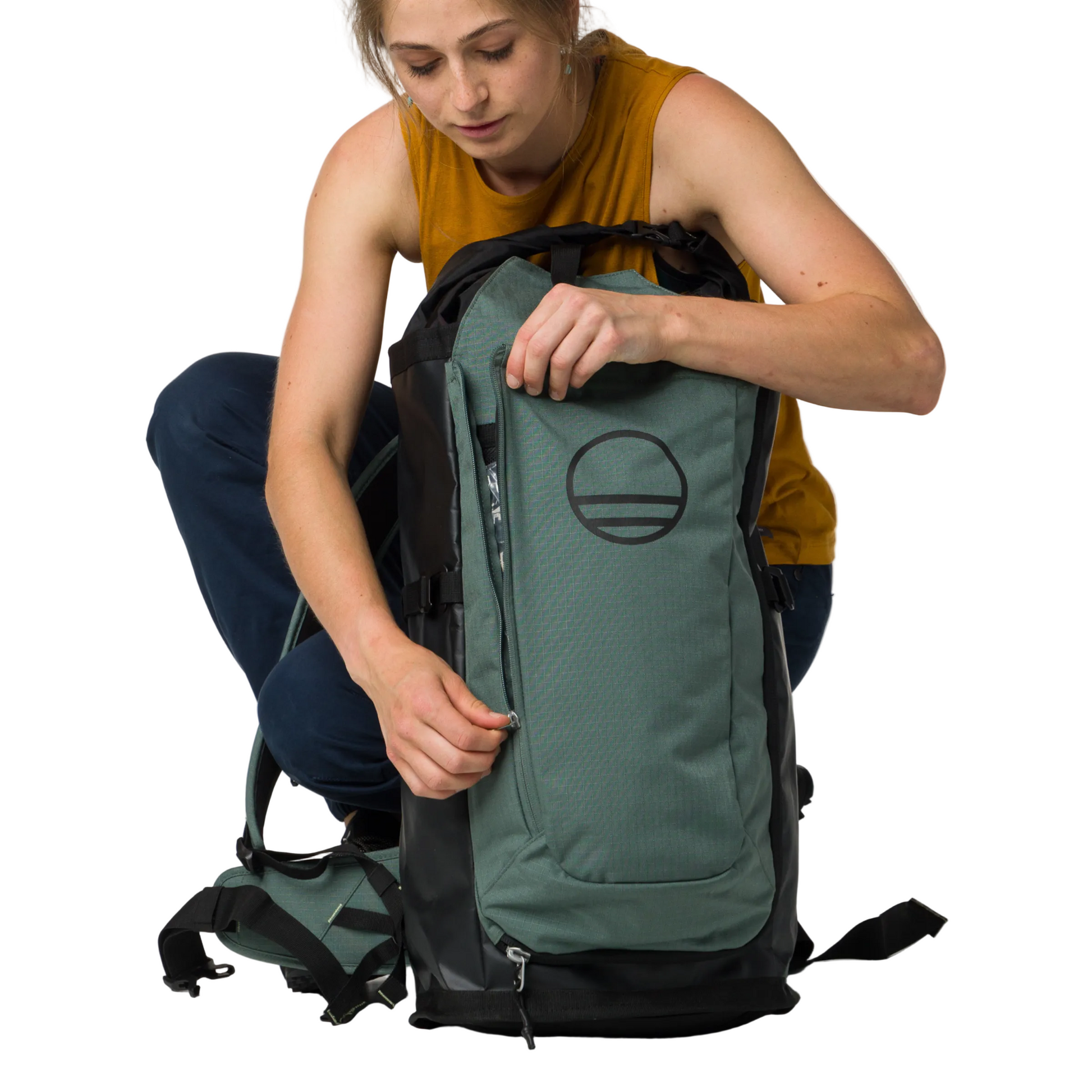 Wild Country Climbing Crag Hauler 40 Backpack Outdoor Action Black/Marsh - Front Backpack Compartment Zipper