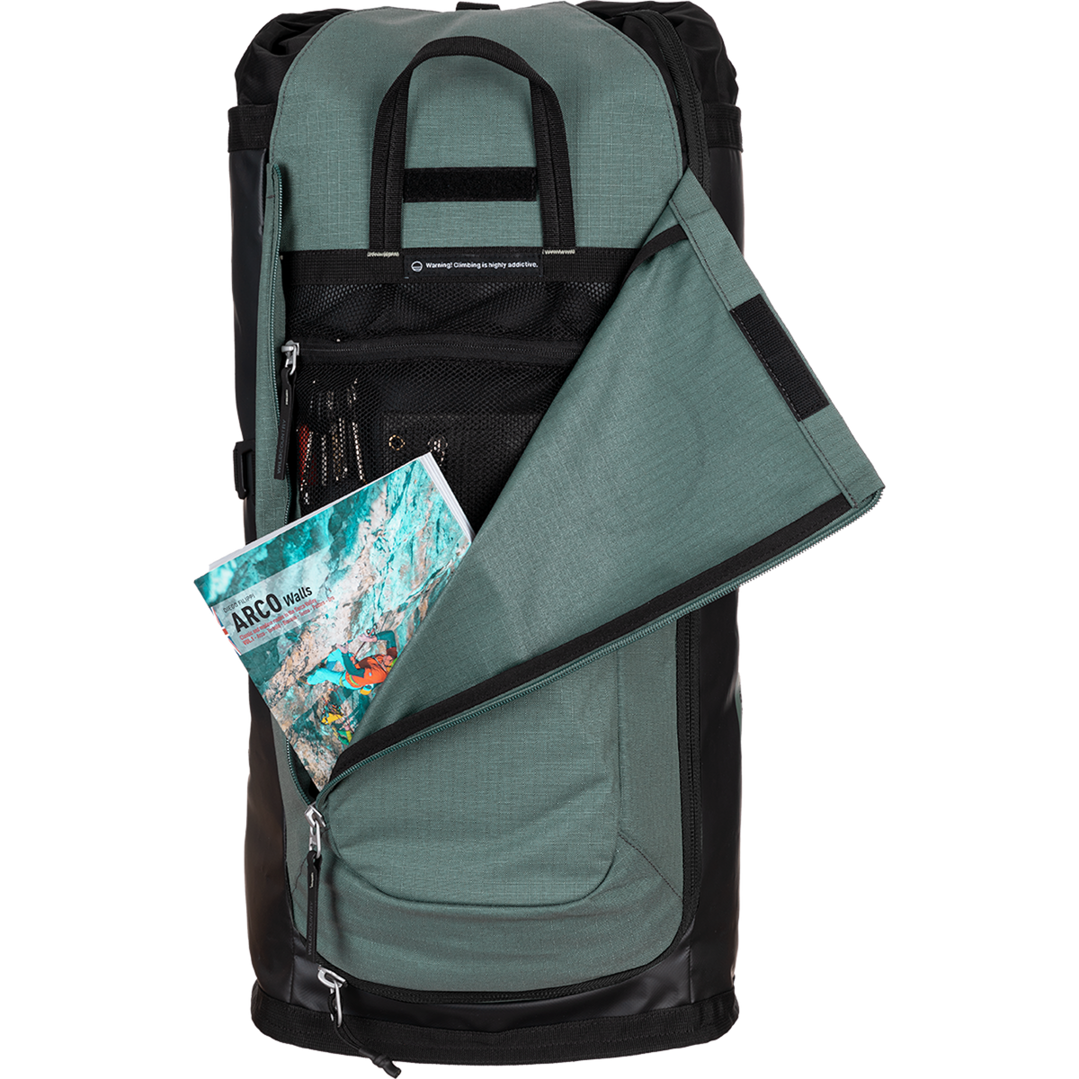 Wild Country Climbing Crag Hauler 40 Backpack Outdoor Action Black/Marsh - Generous compartment front pocket