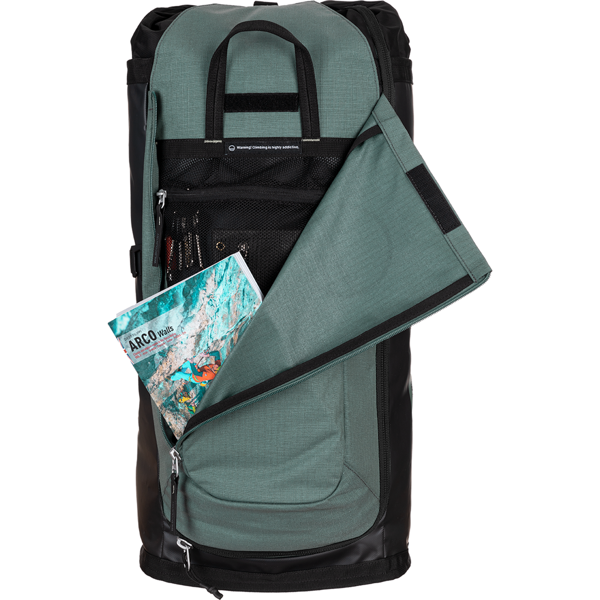 Wild Country Climbing Crag Hauler 40 Backpack Outdoor Action Black/Marsh - Generous compartment front pocket